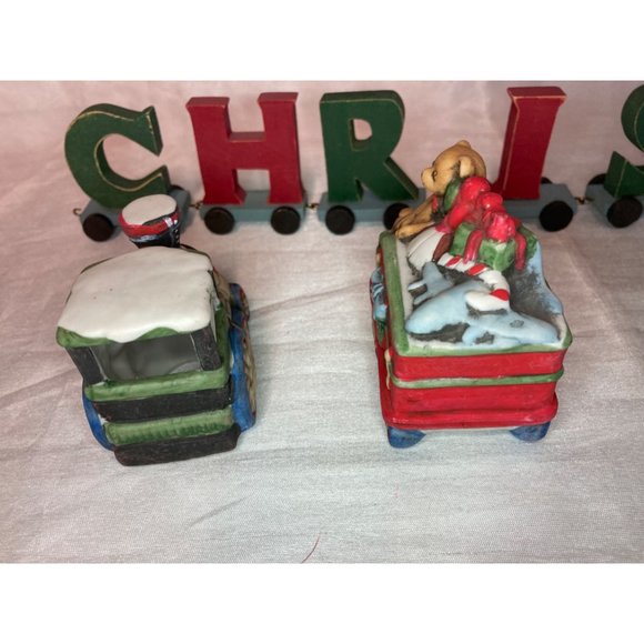 Vintage 4-Piece Christmas Train Set Midwest Taiwan w/ Letter Train set - Picture 5 of 16